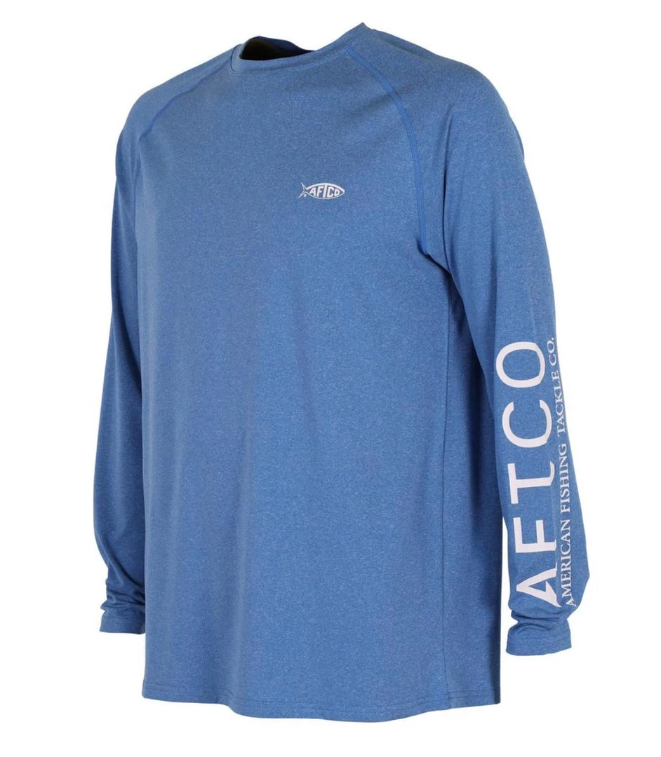 Aftco Samurai LS Sun Protection Shirt - Nautical Blue Heather 1 Aftco Samurai LS Sun Protection Shirt - Nautical Blue Heather