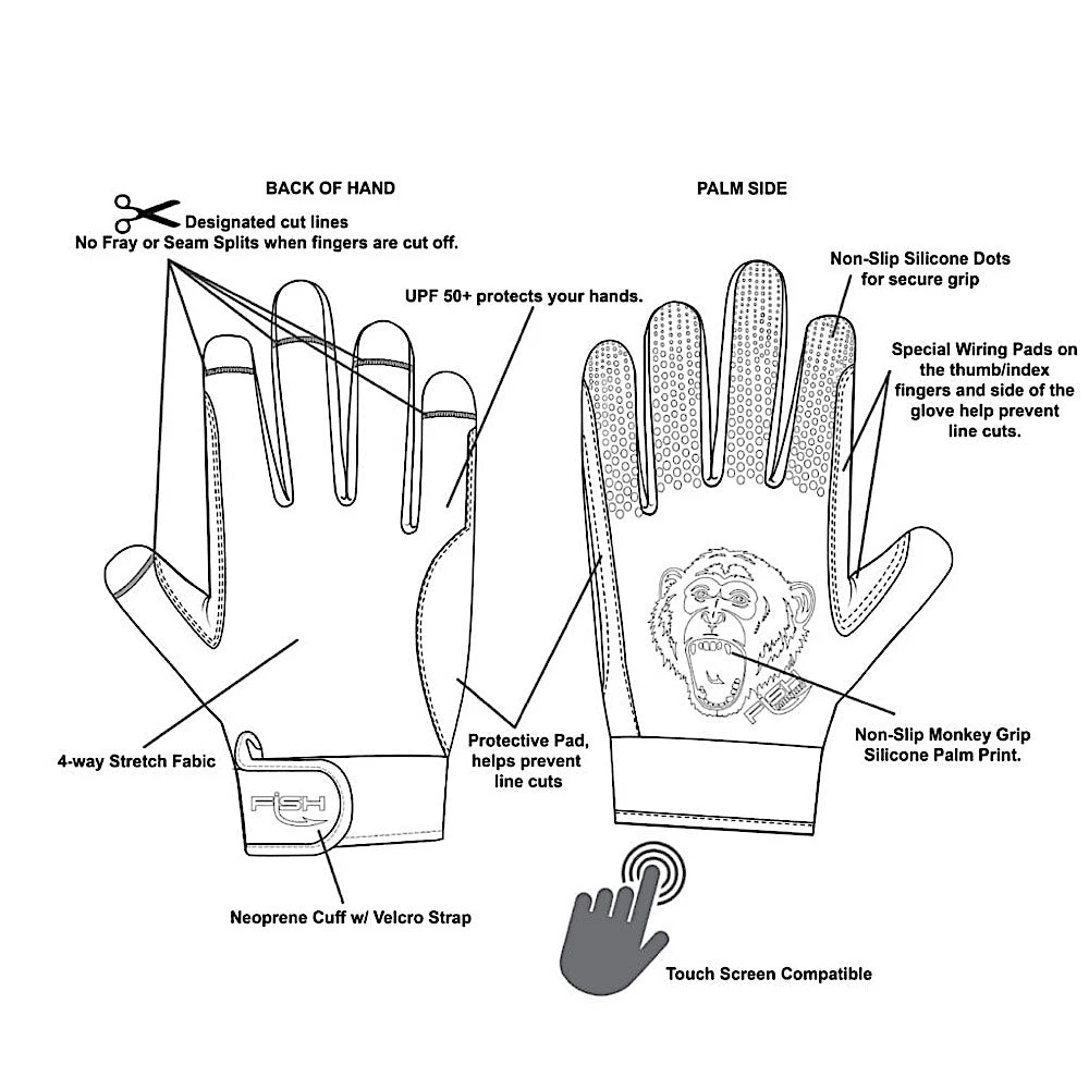 Acqua Dolce Fish Monkey Free Style Custom Fit Guanto UPF 50+ 4 Acqua Dolce Fish Monkey Free Style Custom Fit Guanto UPF 50+ - immagine 4