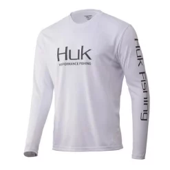 Acqua Dolce Huk ICON X Maniche Lunghe Tech Tees -Negozio Strumenti Pesca Economico HUK Huk Icon X LS H1200138 100 White Hero Front 1080x1080