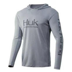 Huk ICON X Felpa Manica Lunga Tech Tee -Negozio Strumenti Pesca Economico HUK Huk Icon X Hoodie H1200139 020 Grey Hero Front 1080x1080
