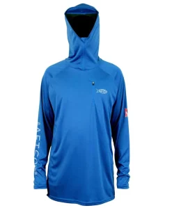 Aftco Jason Christine Hooded LS Performance Shirt - Nautical Blue