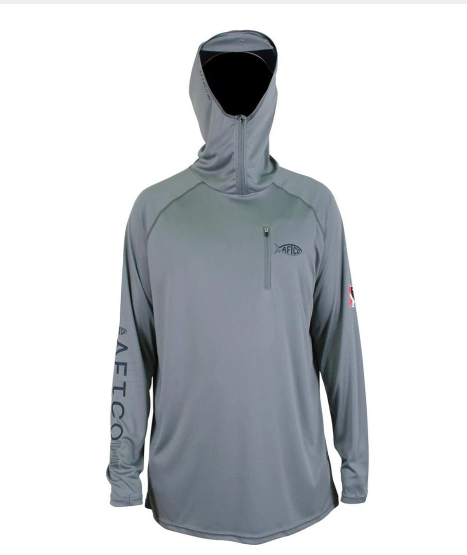 Aftco Jason Christine Hooded L/S Performance Shirt - Steel Heather 1 Aftco Jason Christine Hooded L/S Performance Shirt - Steel Heather