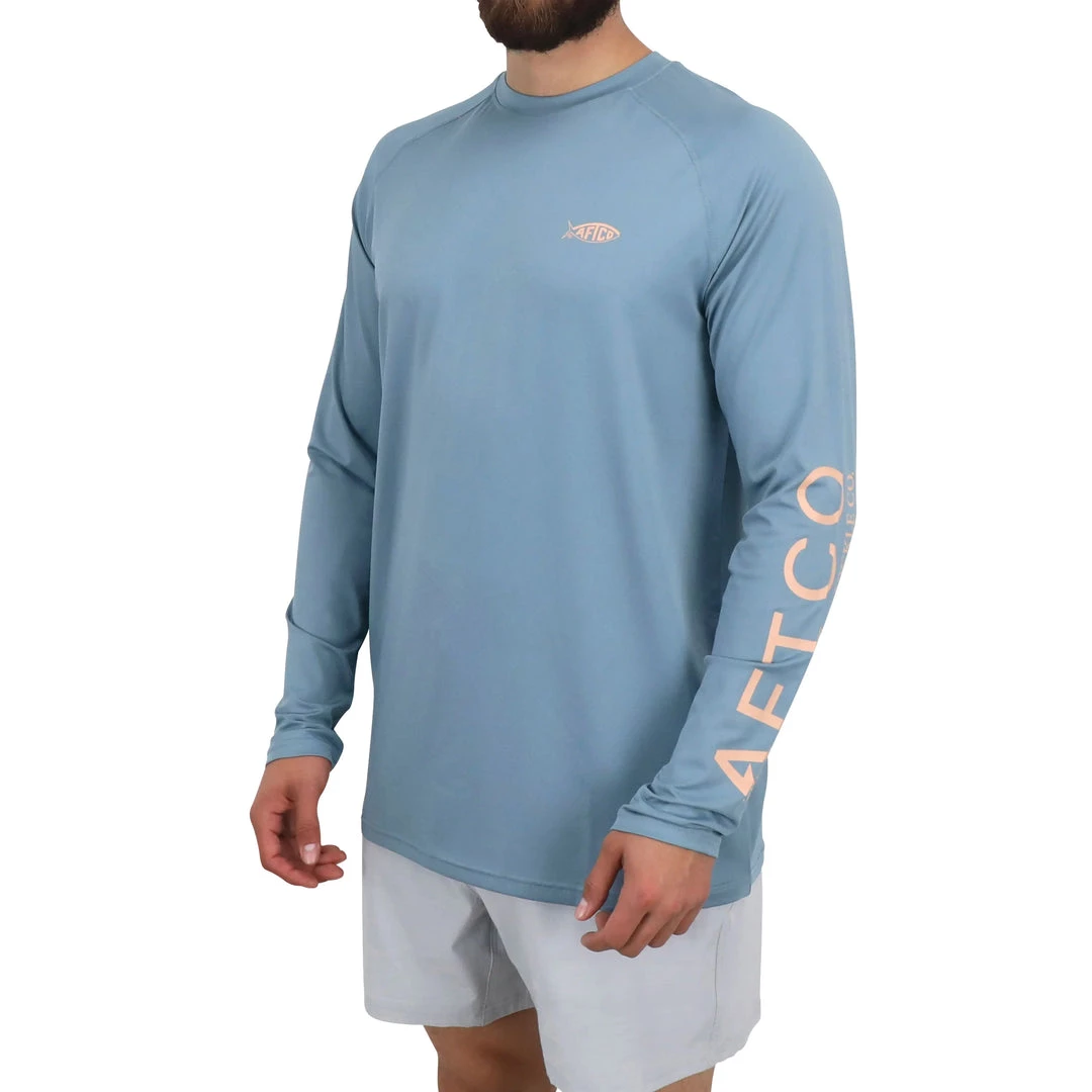 Aftco Samurai L/S Shirt UV Slate Blue Heather 2 Aftco Samurai L/S Shirt UV Slate Blue Heather - immagine 2